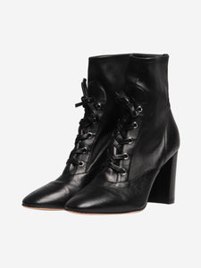 Gianvito Rossi Black leather lace-up ankle boots - size EU 39.5 (UK 6.5)