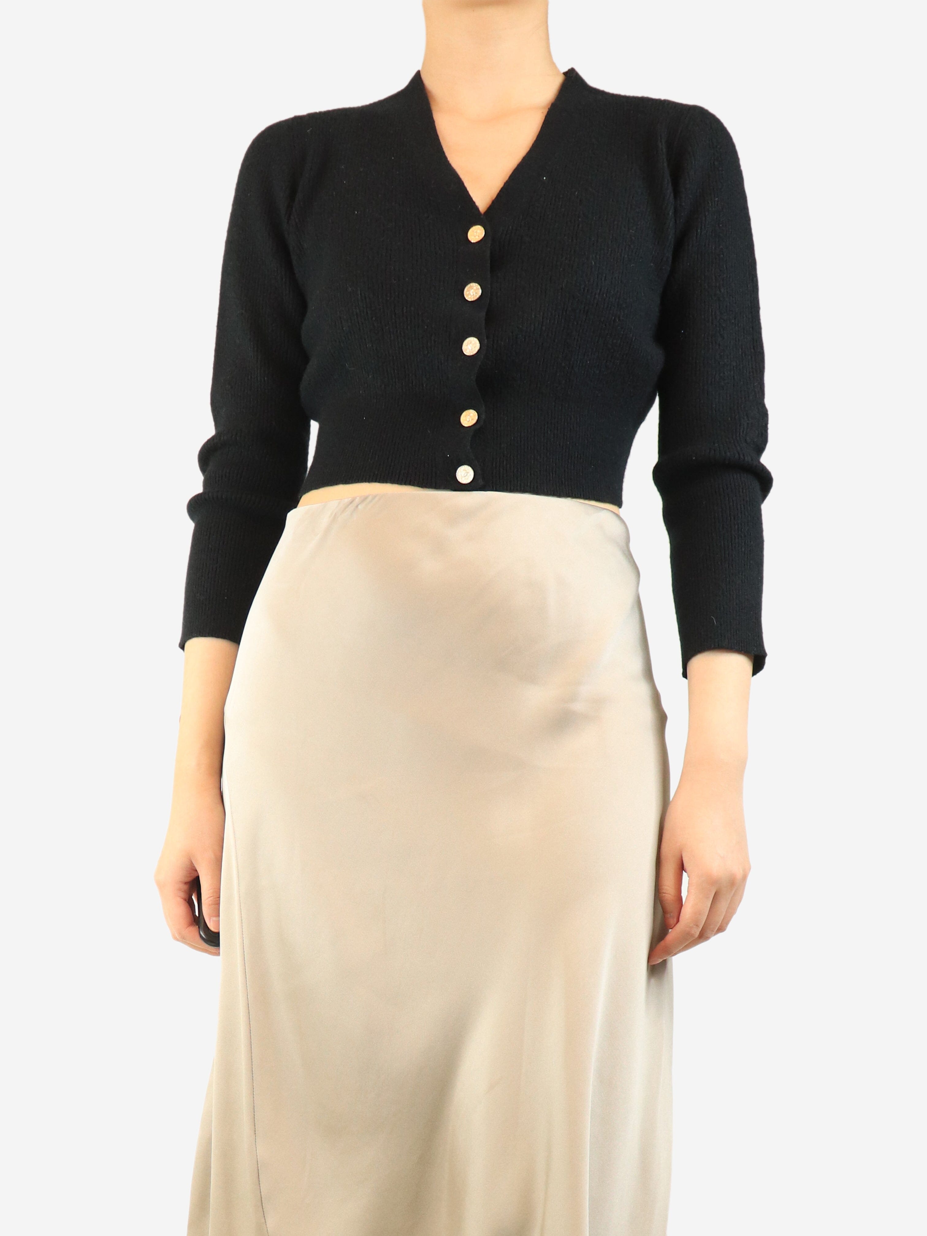 Black cropped cardigan - size UK 14 Knitwear Chanel 