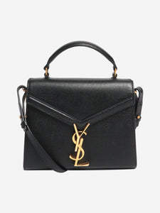 Saint Laurent Saint Laurent Black Mini Cassandra Grain De Poudre Embossed Leather in Black - size