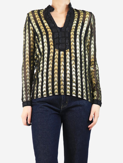 Black lurex sheer blouse - size UK 8 Shirt Dodo Bar Or 