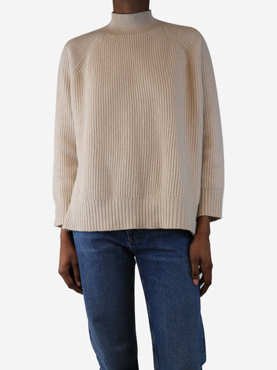 Beige ribbed knit crew-neck sweater - size XS Knitwear Weekend Max Mara 