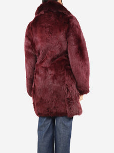 Joseph Burgundy lambskin faux fur coat - size UK 8