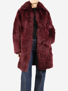 Joseph Burgundy lambskin faux fur coat - size UK 8