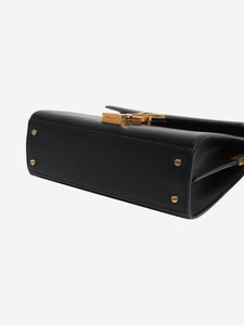 Saint Laurent Saint Laurent Black Mini Cassandra Grain De Poudre Embossed Leather in Black - size