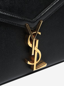 Saint Laurent Saint Laurent Black Mini Cassandra Grain De Poudre Embossed Leather in Black - size