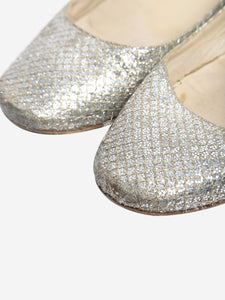 Jimmy Choo Silver sparkly snakeskin ballet flats - size EU 38