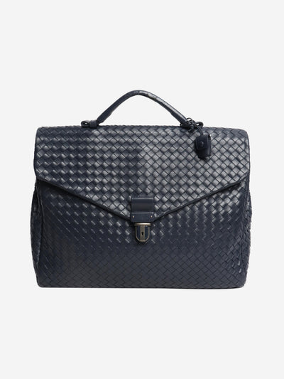 Blue Intrecciato leather briefcase Top Handle Bags Bottega Veneta 