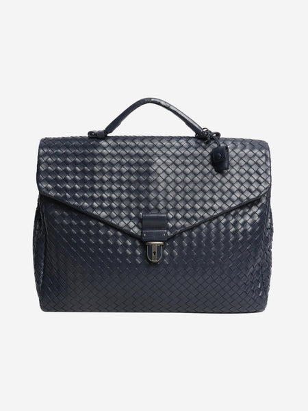 Blue Intrecciato leather briefcase product image