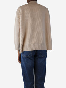 Weekend Max Mara Beige ribbed knit crew-neck sweater - size XS