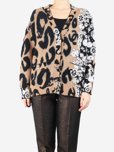 Brown leopard print cardigan - size UK 10 Knitwear Chanel 