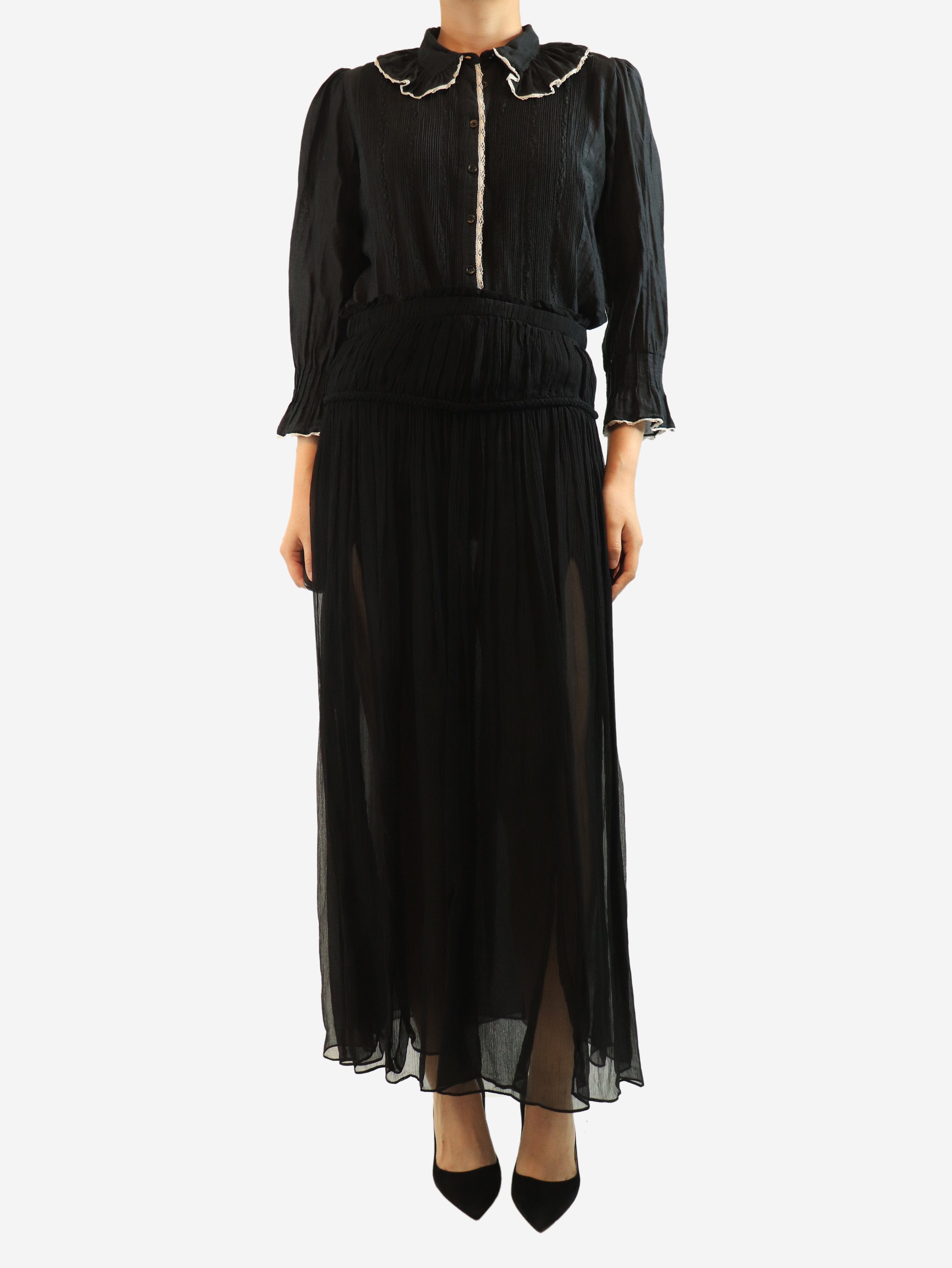 Black sheer gathered midi skirt - size UK 10 Skirts Isabel Marant 