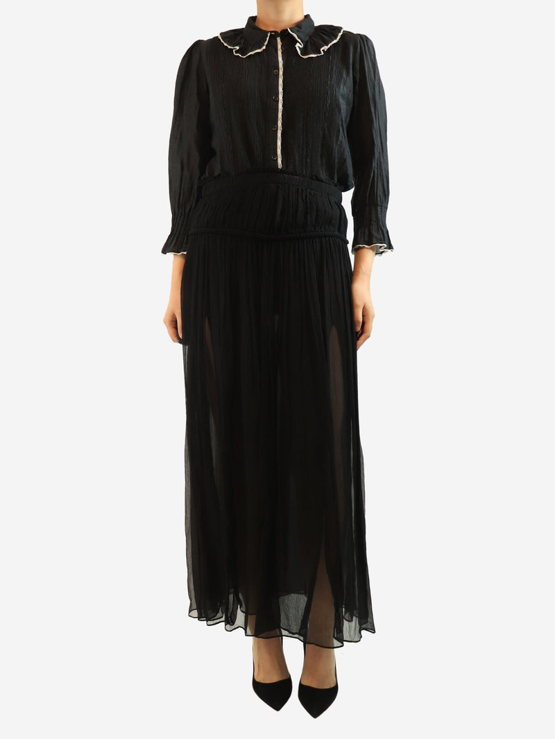 Black sheer gathered midi skirt - size UK 10 Skirts Isabel Marant 