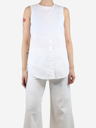 White sleeveless button-front top - size UK 8 Tops ME+EM 