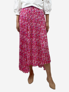 Balenciaga Pink asymmetric floral pleated midi skirt - size UK 10