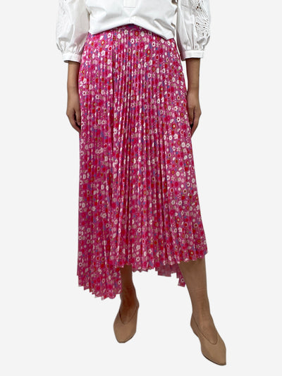 Pink asymmetric floral pleated midi skirt - size UK 10 Skirts Balenciaga 