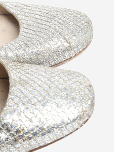 Jimmy Choo Silver sparkly snakeskin ballet flats - size EU 38