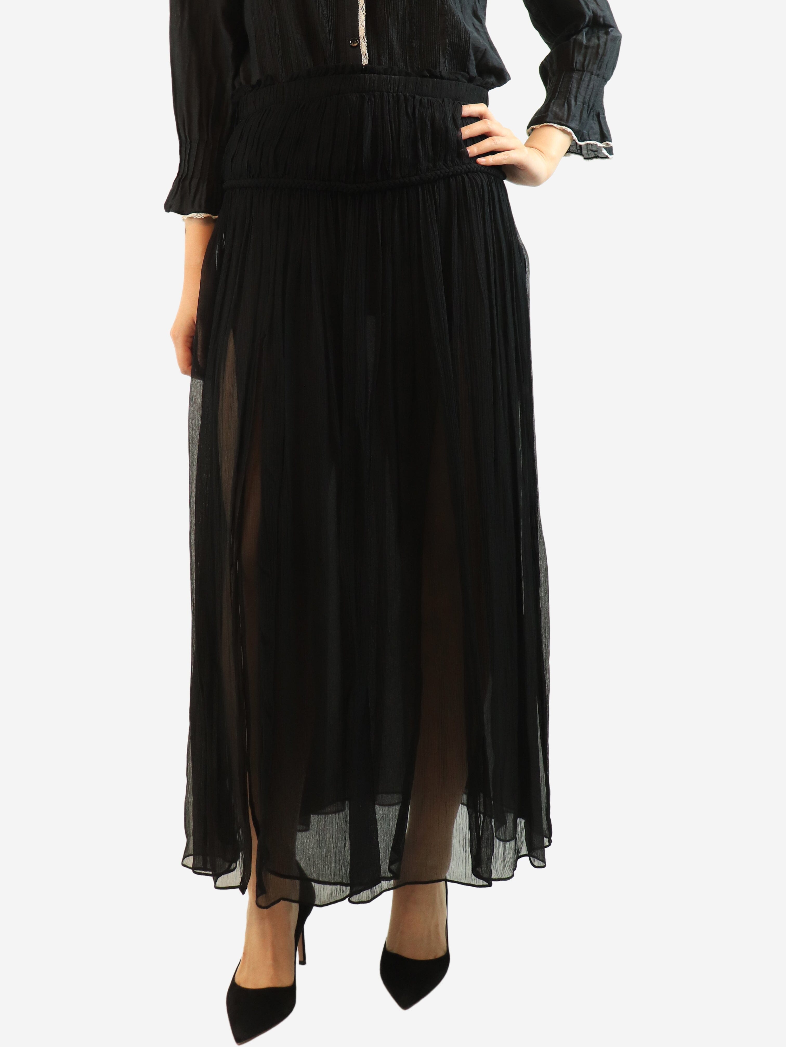 Black sheer gathered midi skirt - size UK 10 Skirts Isabel Marant 