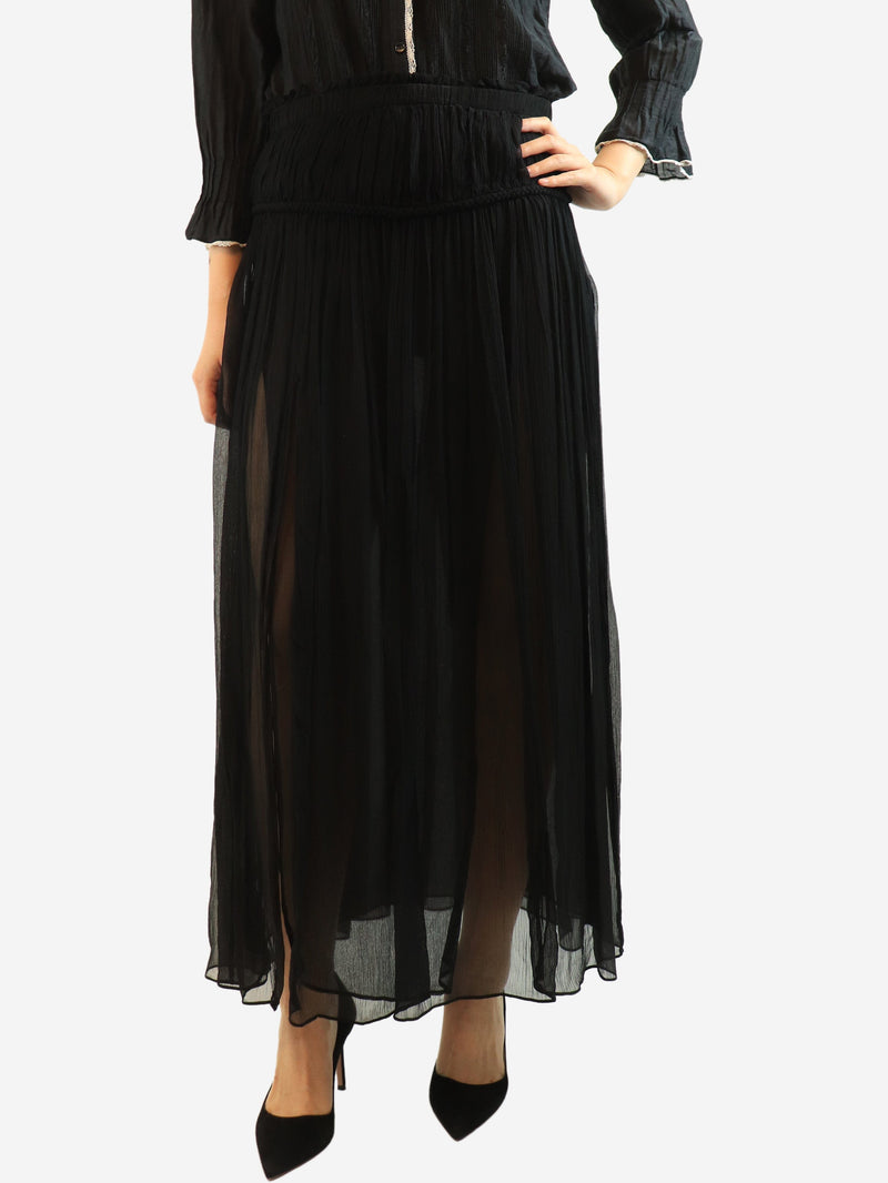 Black sheer gathered midi skirt - size UK 10 Skirts Isabel Marant 