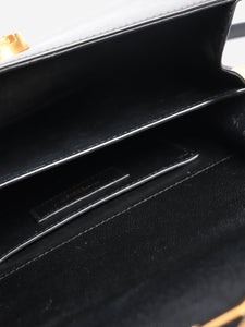Saint Laurent Saint Laurent Black Mini Cassandra Grain De Poudre Embossed Leather in Black - size