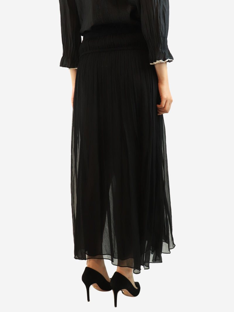 Black sheer gathered midi skirt - size UK 10 Skirts Isabel Marant 