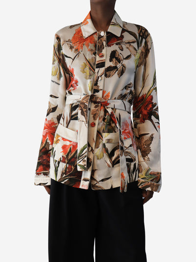 Mutli floral blouse with belt - size UK 10 Tops Off-White 