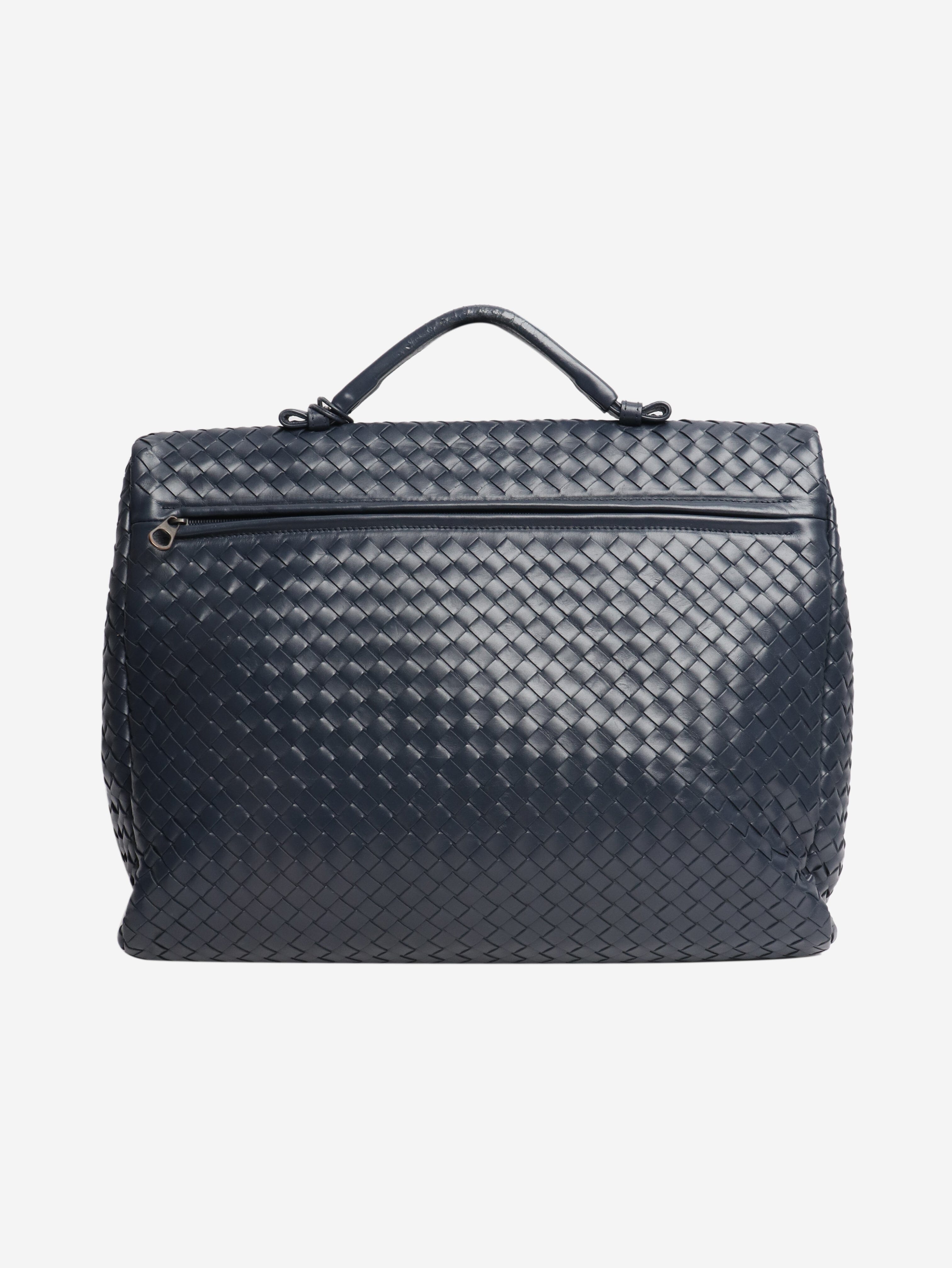 Blue Intrecciato leather briefcase Top Handle Bags Bottega Veneta 
