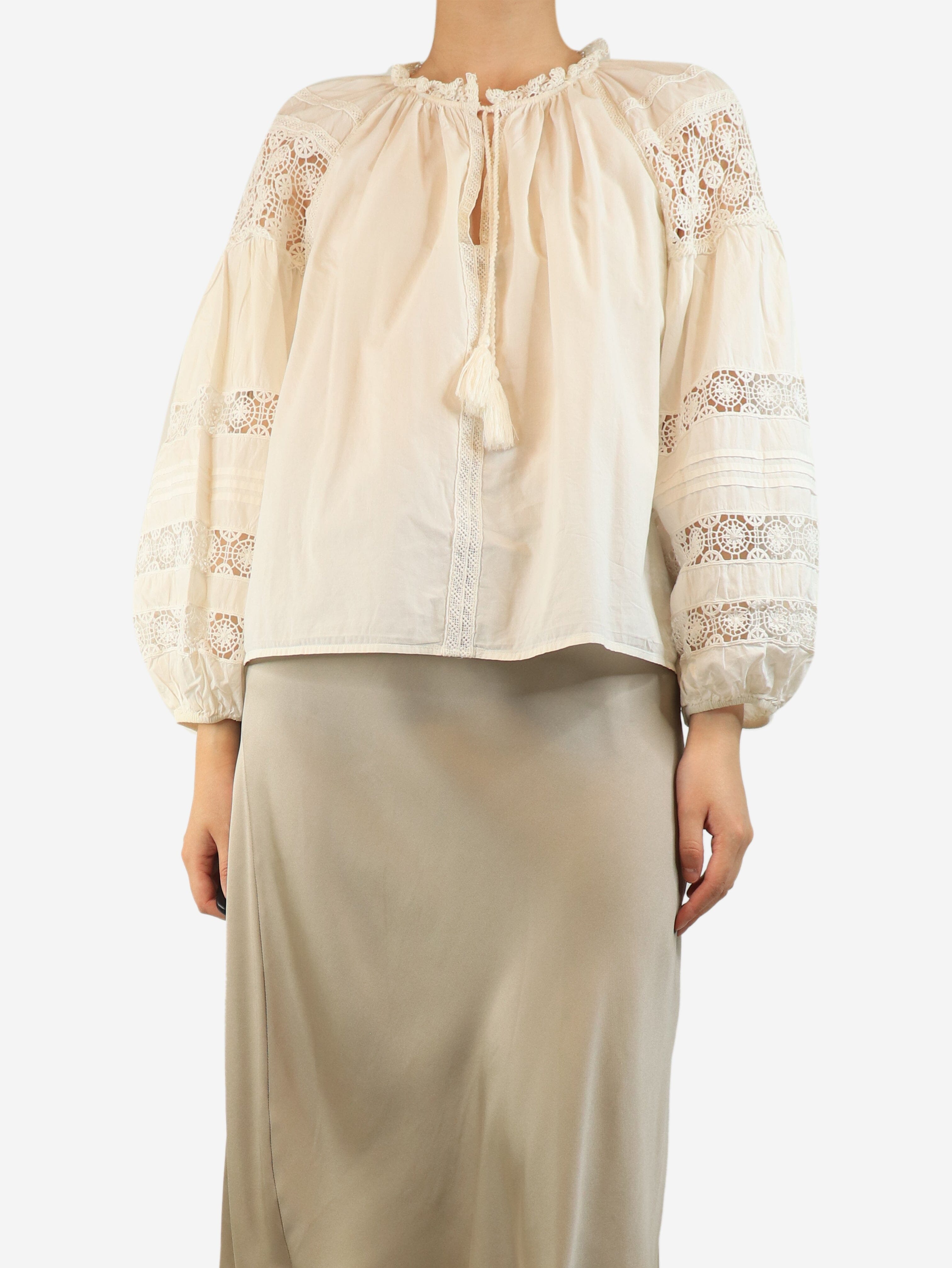 White crochet detail blouse - size UK 12 Tops Ulla Johnson 