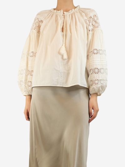 White crochet detail blouse - size UK 12 Tops Ulla Johnson 