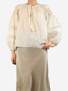 White crochet detail blouse - size UK 12 Tops Ulla Johnson 