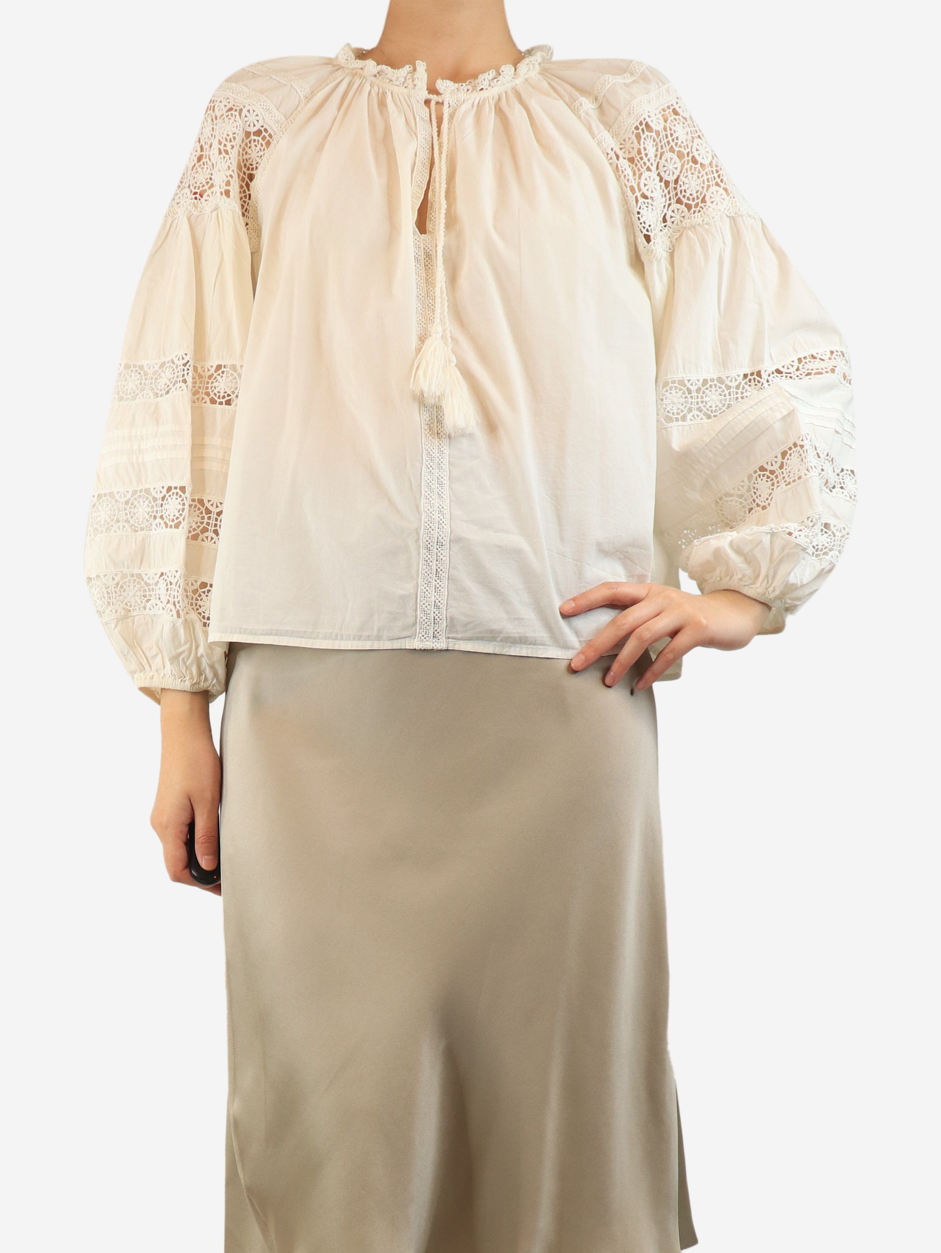 White crochet detail blouse - size UK 12 Tops Ulla Johnson 