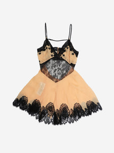 Gucci Peach silk lace mini slip dress - size UK 8