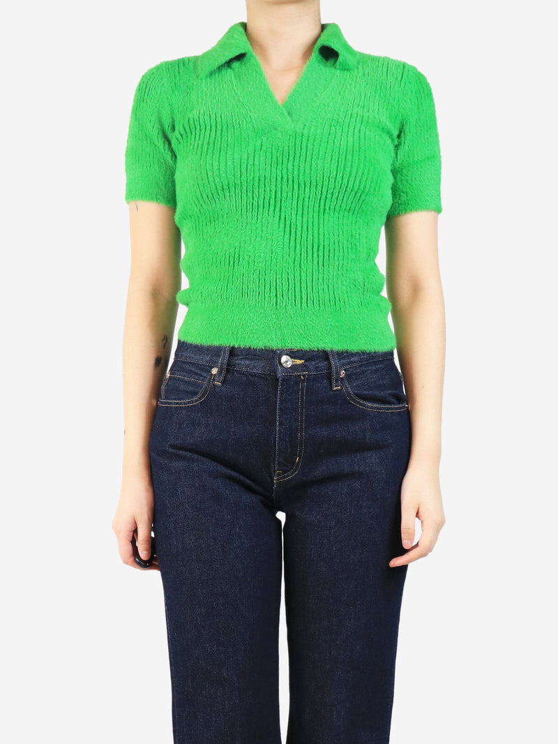 Green brushed-knit top - size UK 8 Tops Sandro 