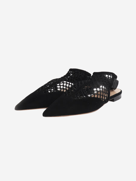 Black suede and mesh slingbacks - size EU 38 (UK 5) alternate image