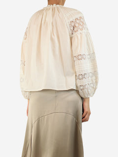 White crochet detail blouse - size UK 12 Tops Ulla Johnson 
