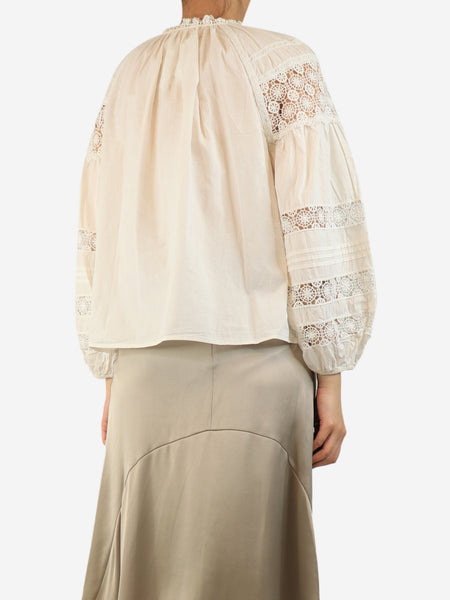 White crochet detail blouse - size UK 12 alternate image