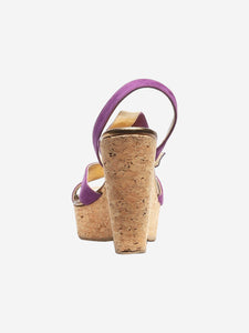 Jimmy Choo Purple suede cork-wedge sandals - size EU 38