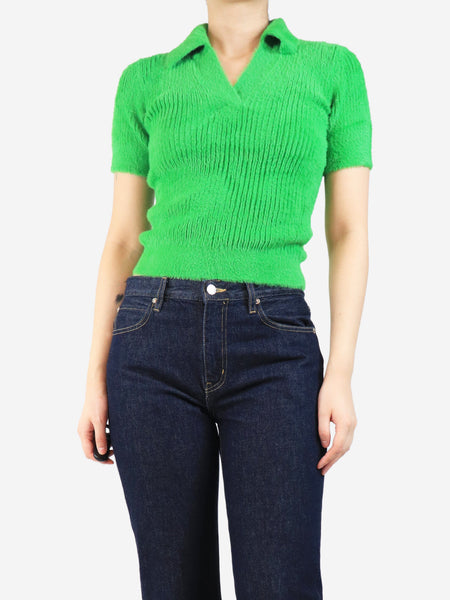 Green brushed-knit top - size UK 8 product image