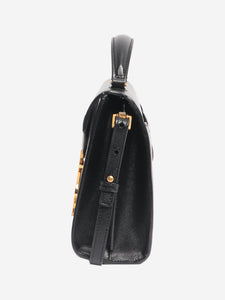 Saint Laurent Saint Laurent Black Mini Cassandra Grain De Poudre Embossed Leather in Black - size