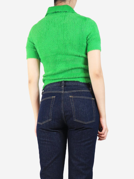 Green brushed-knit top - size UK 8 alternate image