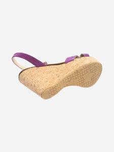 Jimmy Choo Purple suede cork-wedge sandals - size EU 38