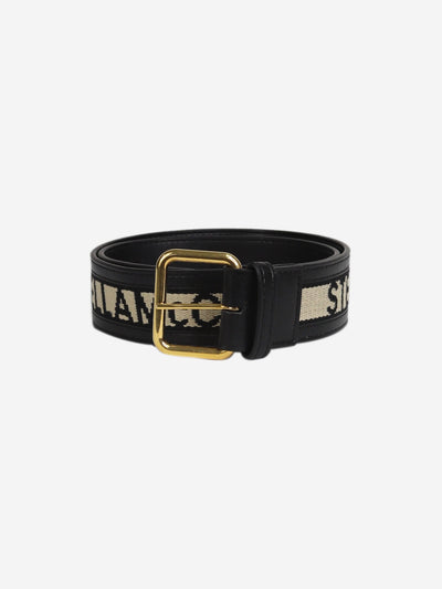 Black logo embroidered two-toned buckle belt
