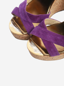 Jimmy Choo Purple suede cork-wedge sandals - size EU 38