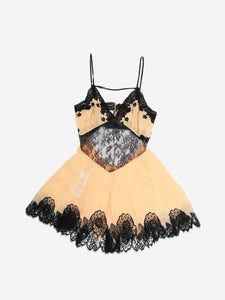 Gucci Peach silk lace mini slip dress - size UK 8