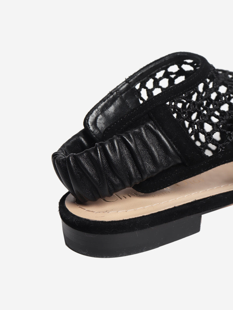 Black suede and mesh slingbacks - size EU 38 (UK 5) Flat Shoes Dior 