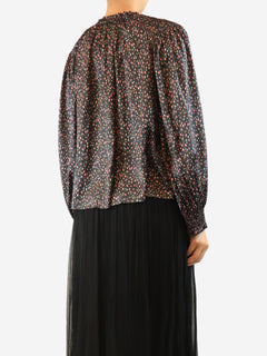 Black rose print satin blouse - UK 10 Tops Ulla Johnson 