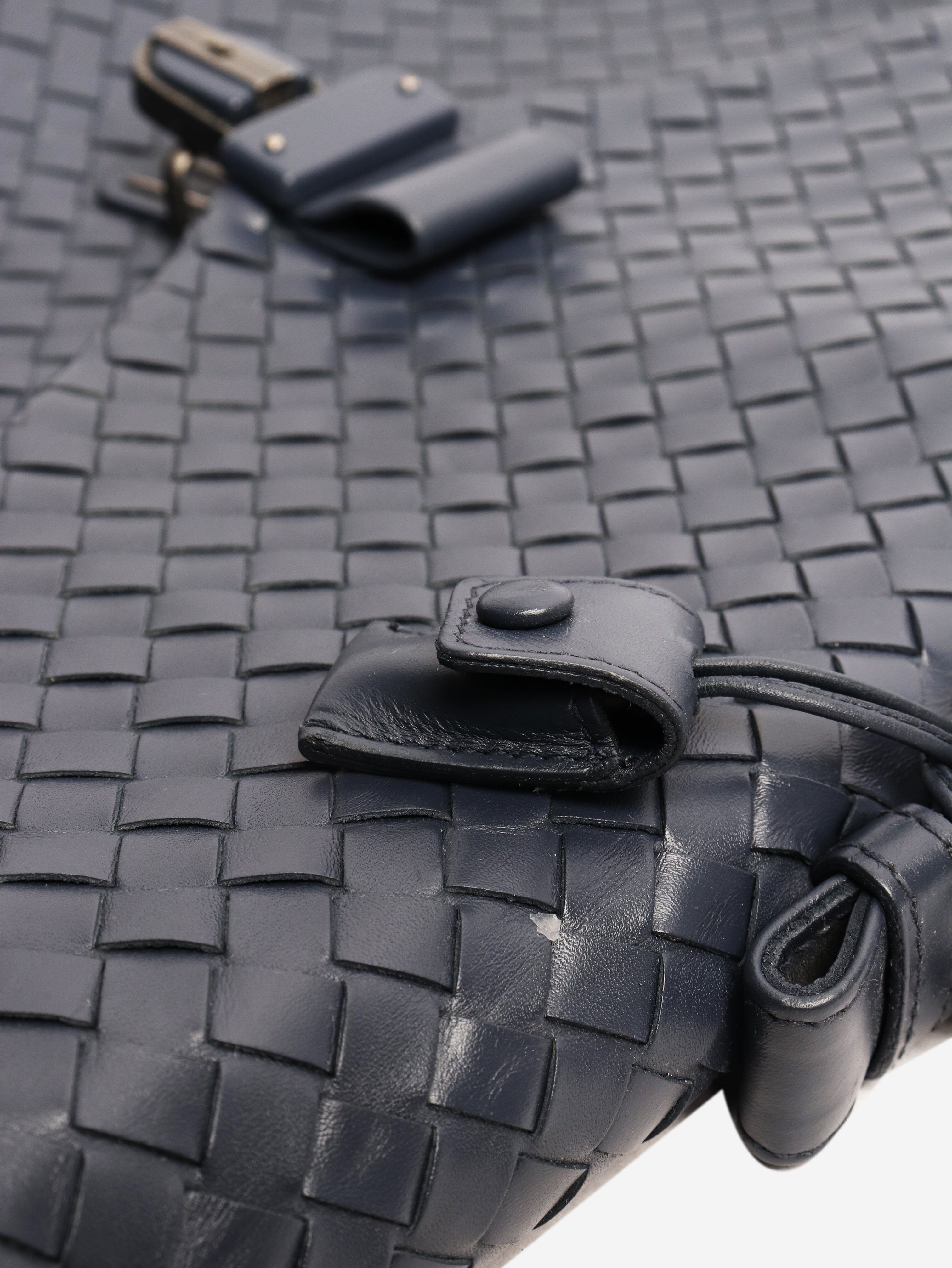 Blue Intrecciato leather briefcase Top Handle Bags Bottega Veneta 