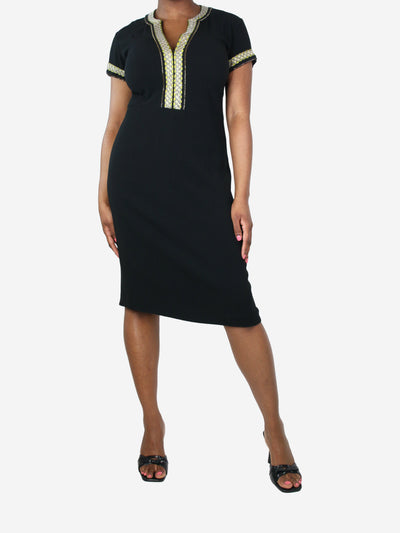 Black V-neckline beaded midi dress - size UK 14 Dresses Etro 