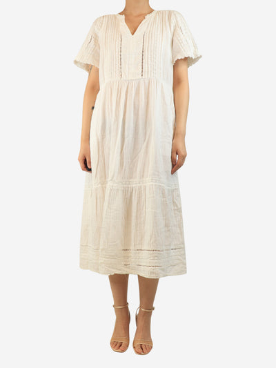 White short-sleeve cotton dress - size UK 12 Dresses Wyse 