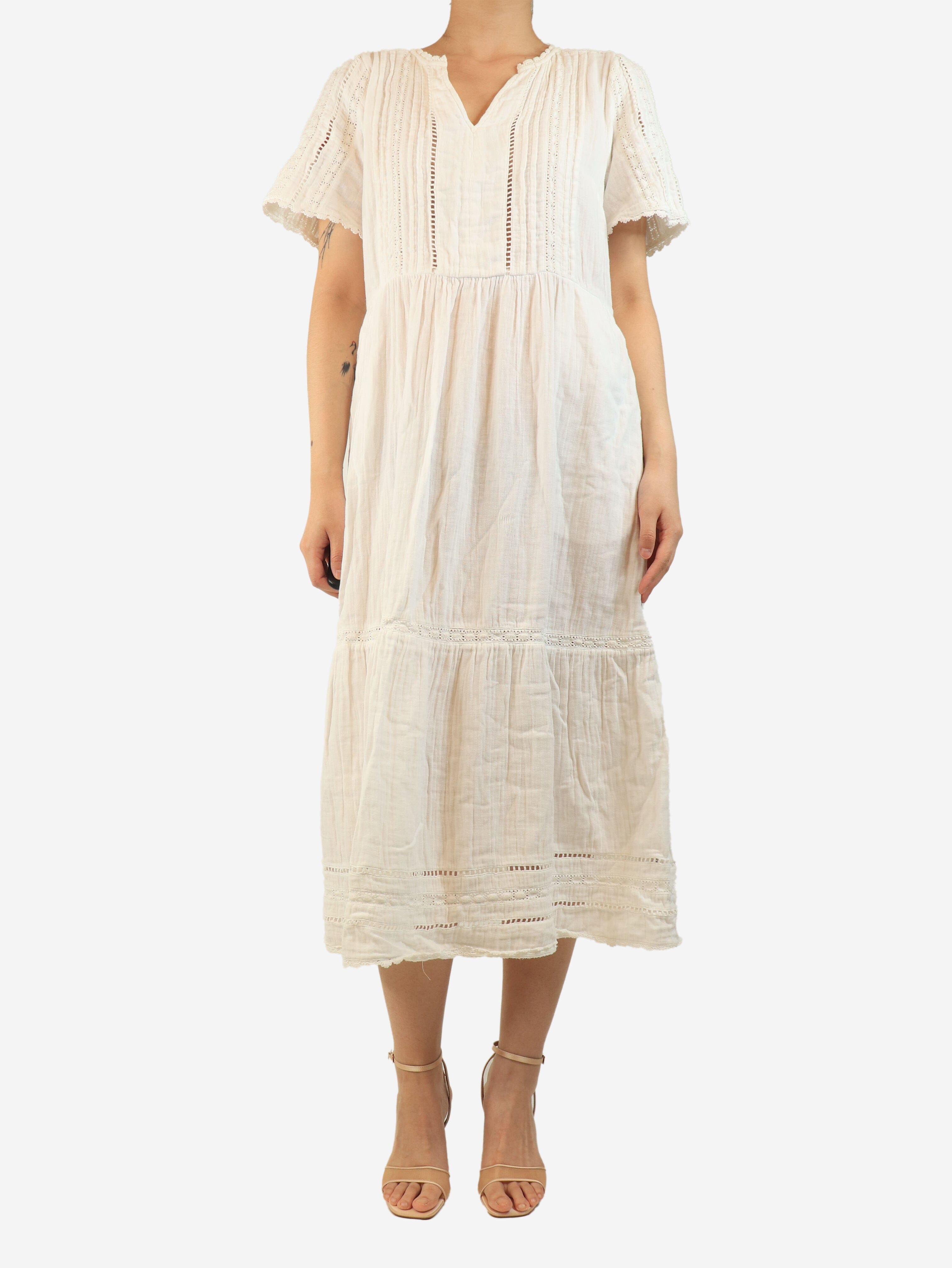 White short-sleeve cotton dress - size UK 12 Dresses Wyse 