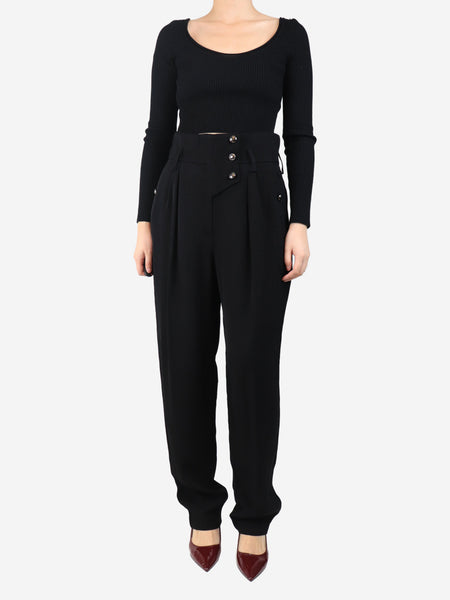 Black high-waisted trousers - size UK 12 alternate image